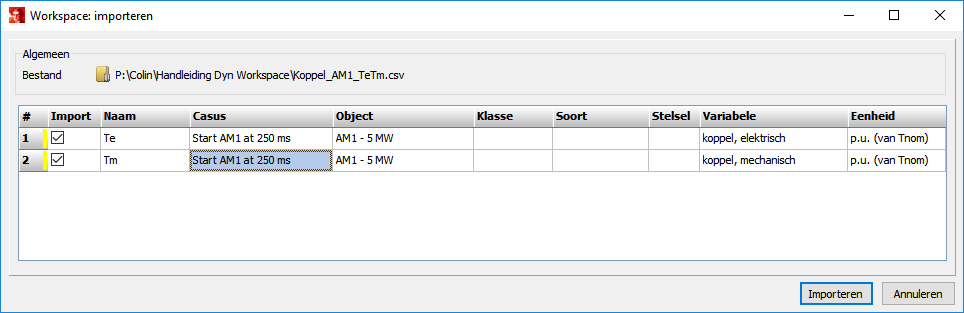 Workspace_ImporterenCSV